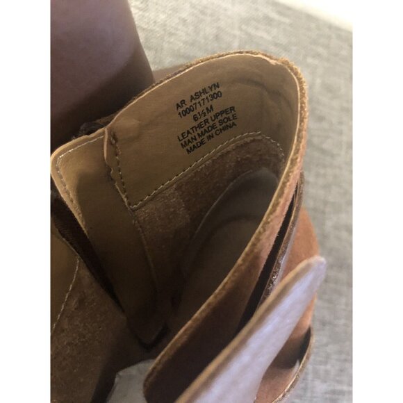 Womens American Rag Ashly Cognac Brown Leather Booties Size 6 1/2 - Picture 7 of 7